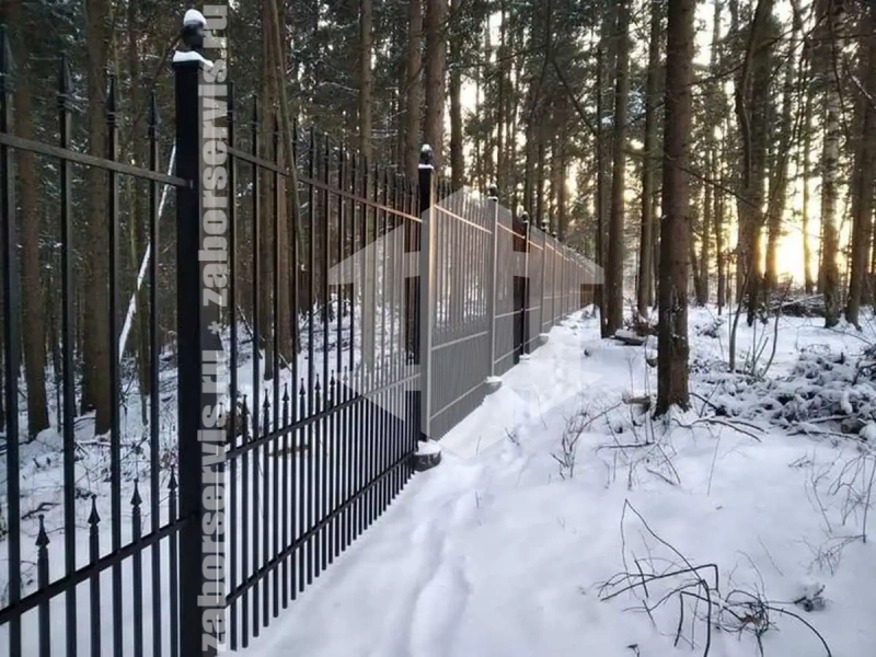 Сварной забор с распашными воротами 100 метров