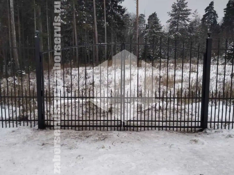 Сварной забор с распашными воротами 100 метров
