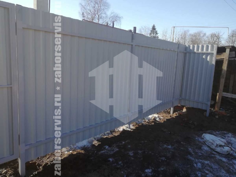 Забор из профнастила с забивными столбами 75 метров